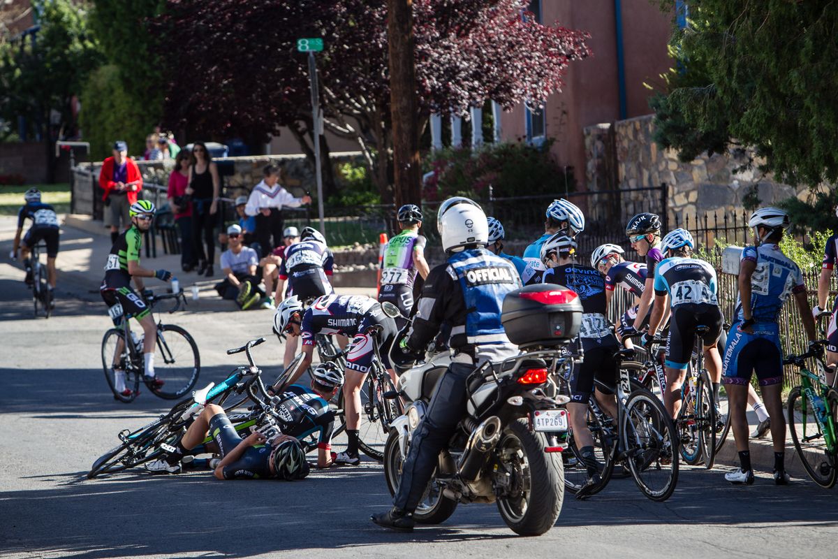 A crash interrupts the mens race