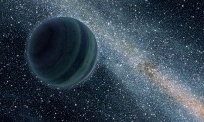 This artist's conception depicts a Jupiter-like planet just floating alone in space without a parent star: There are hundreds of billions of orphan planets in our galaxy.