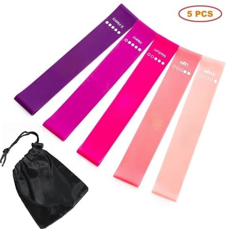 HAPOO Resistance Loop Bands With Instruction Guide and Carry Bag, Set of 5