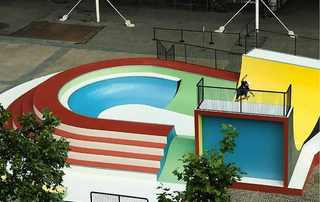 skate park in front of the Pompidou Centre