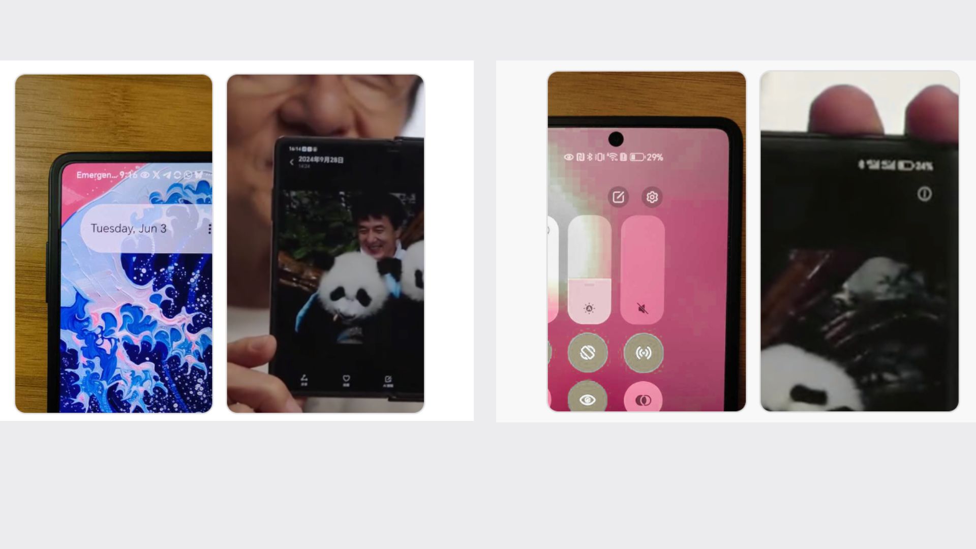 Screenshots comparing Honor Magic V3 and Jackie Chan's device