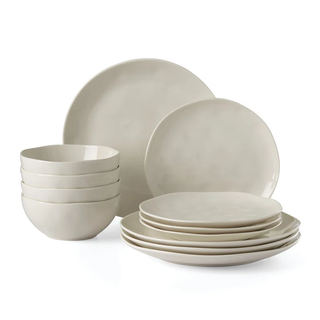 cream-colored 12-piece dinnerware set