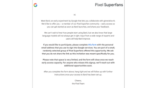 Google invite to Superfans