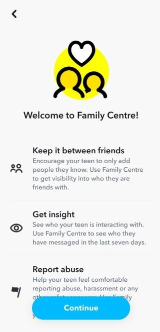 Snapchat Family Center Screenshot