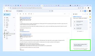 Screenshots of Gemini working in Gmail