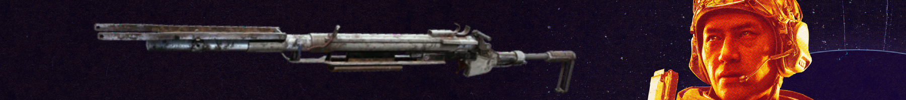 Arc Raiders best guns: A Ferro against a grainy purple background with an orange-hued character on the right side.