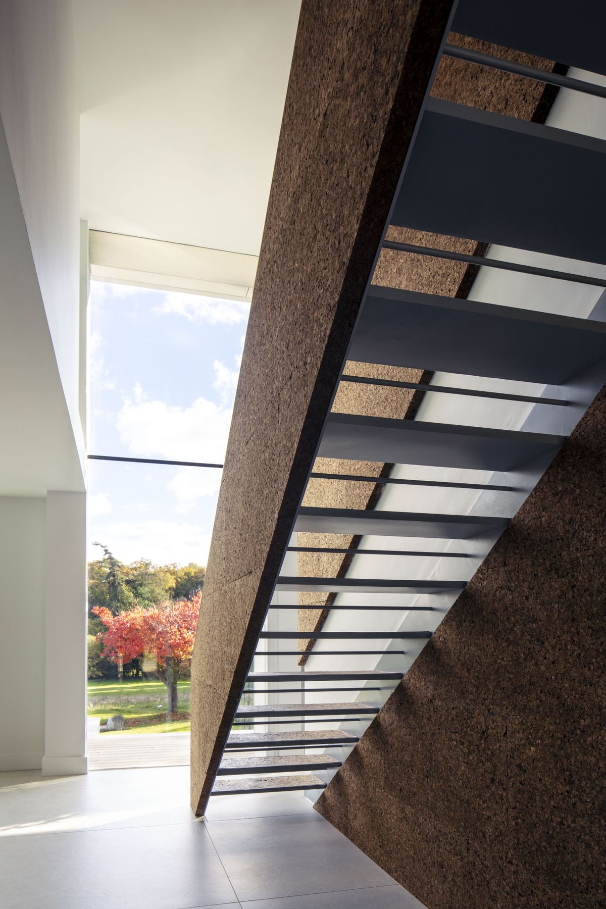 cork staircase with glazing