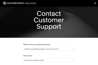 screenshot of Squarespace support options