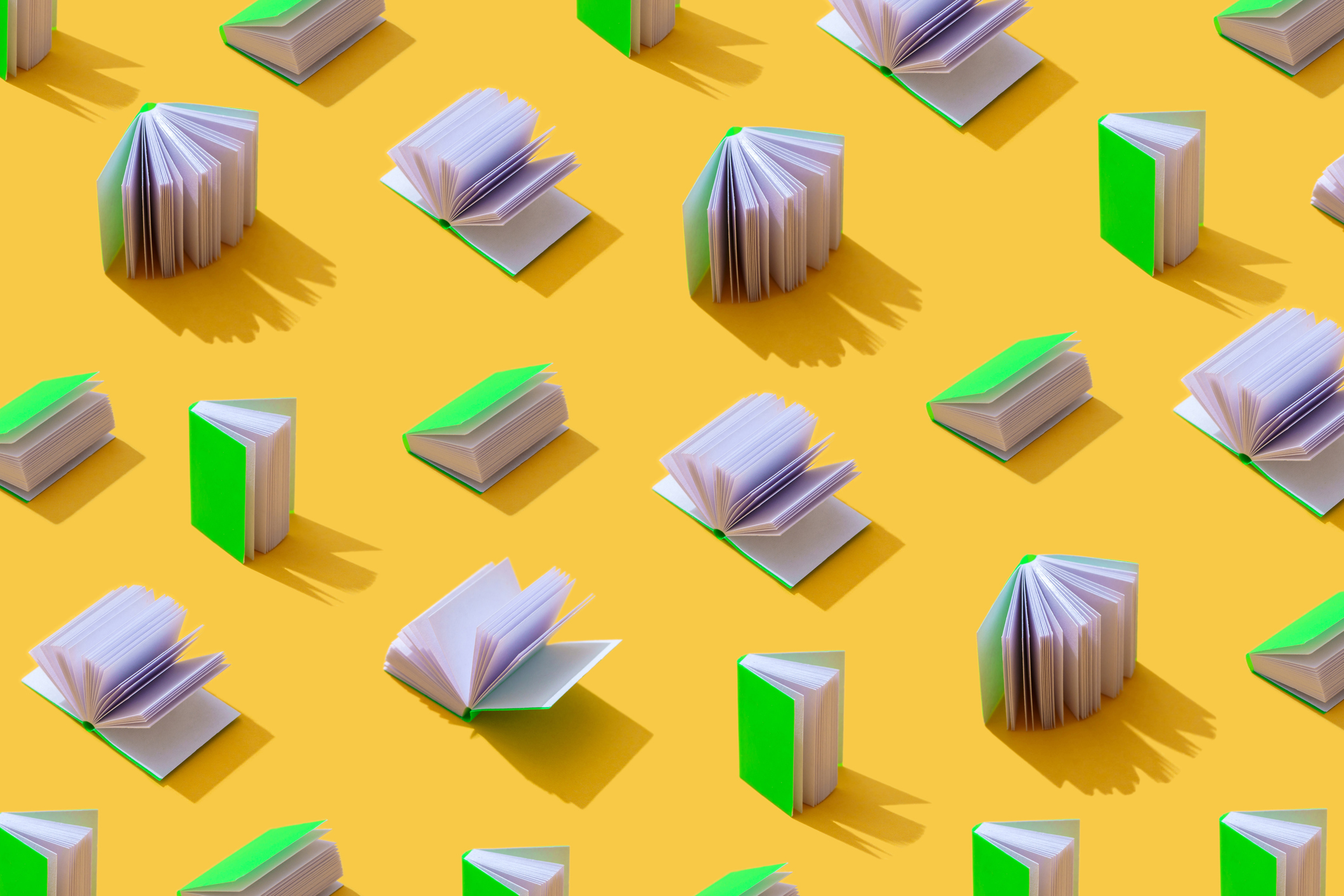 books on a yellow background