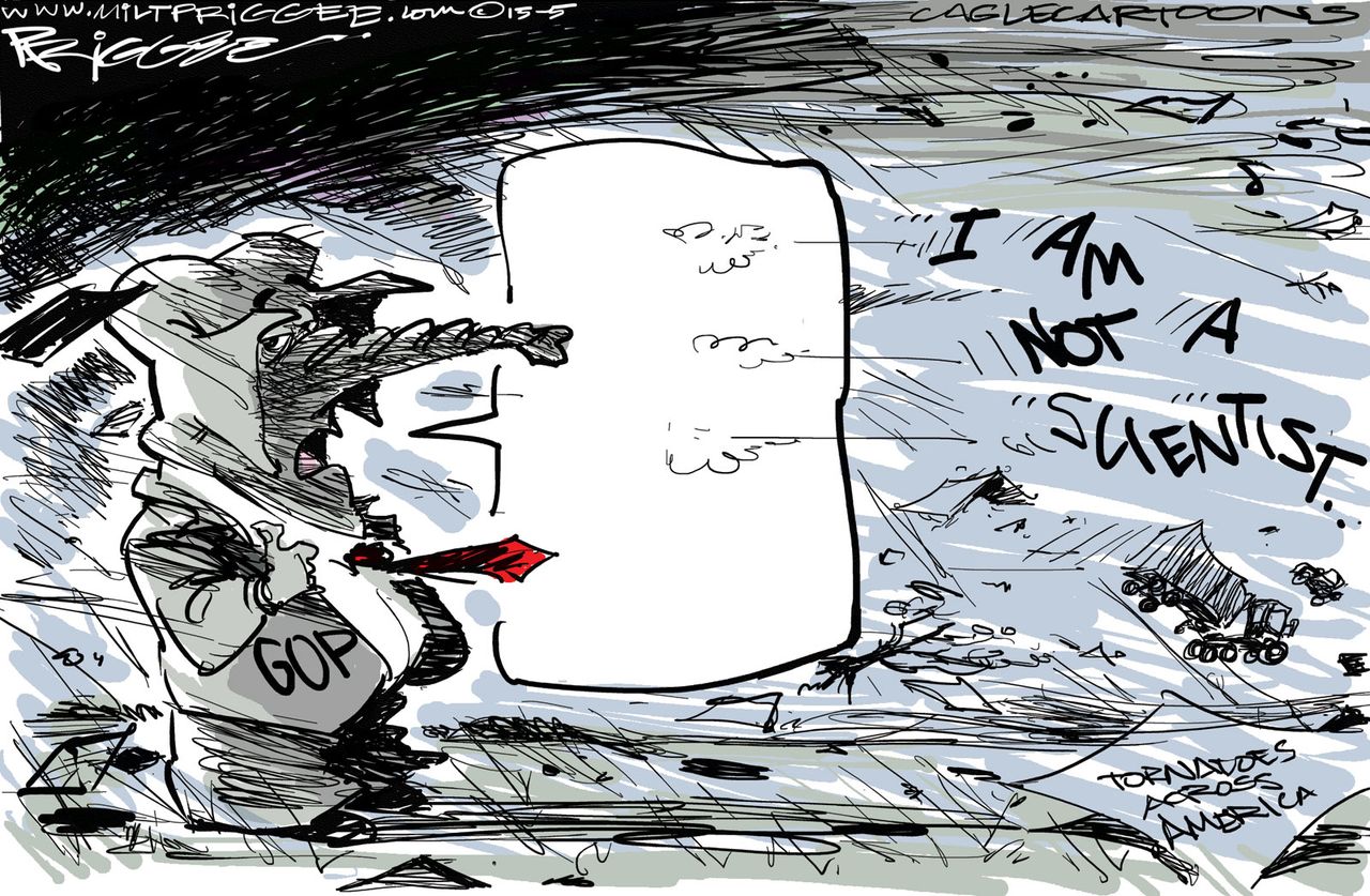 Political cartoon U.S. GOP Climate Change