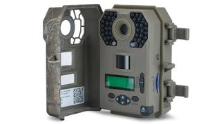 Stealth Cam G42NG trail cameras, open, on a white background