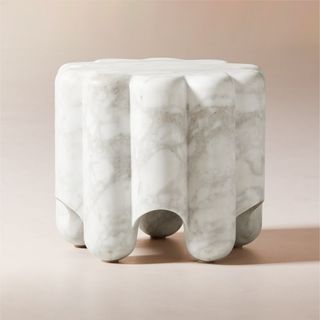 Clemence Carved Marble Short Side Table by Goop