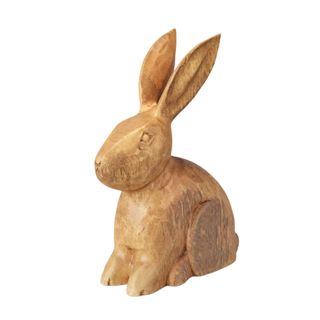 Wooden bunny figurine with perky ears