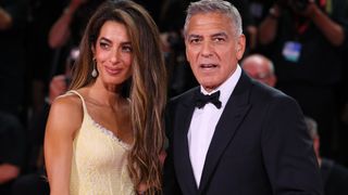 Amal Clooney attends the "Wolfs" red carpet during the 81st Venice International Film Festival on September 01, 2024 in Venice, Italy.