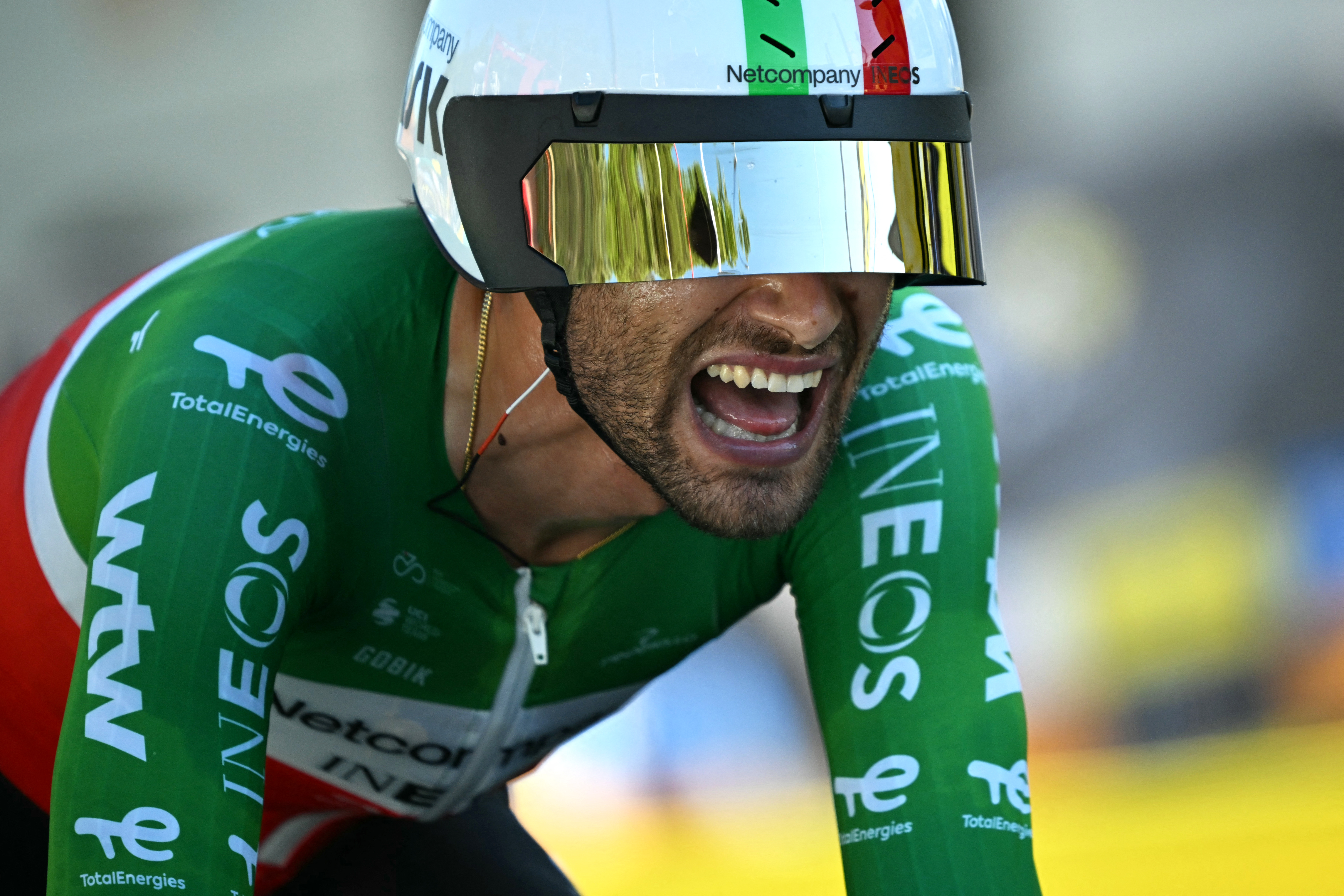 Filippo Ganna during the stage one team time trial of the tour de france 2026