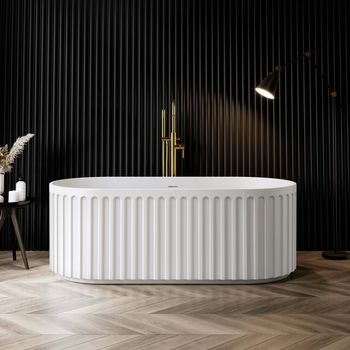 Brent Fluted Freestanding Bath - 1700mm Matt White