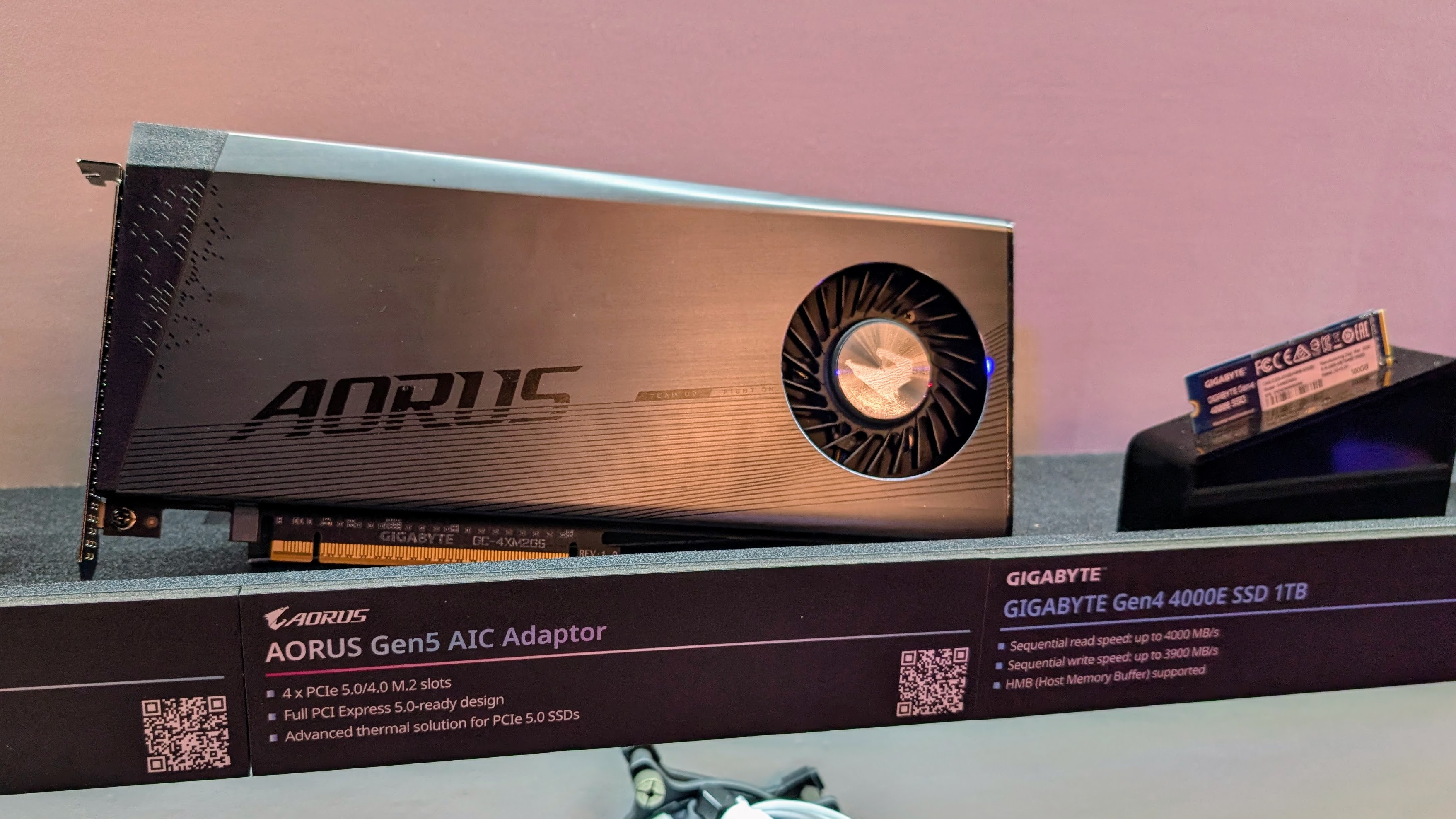 Gigabyte Aorus Gen5 AIC Adaptor with 4x PCIe M.2 slots for fast SSD expansion at Computex 2025