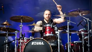 Eloy Casagrande playing Tama Starclassic drums with Sepultura