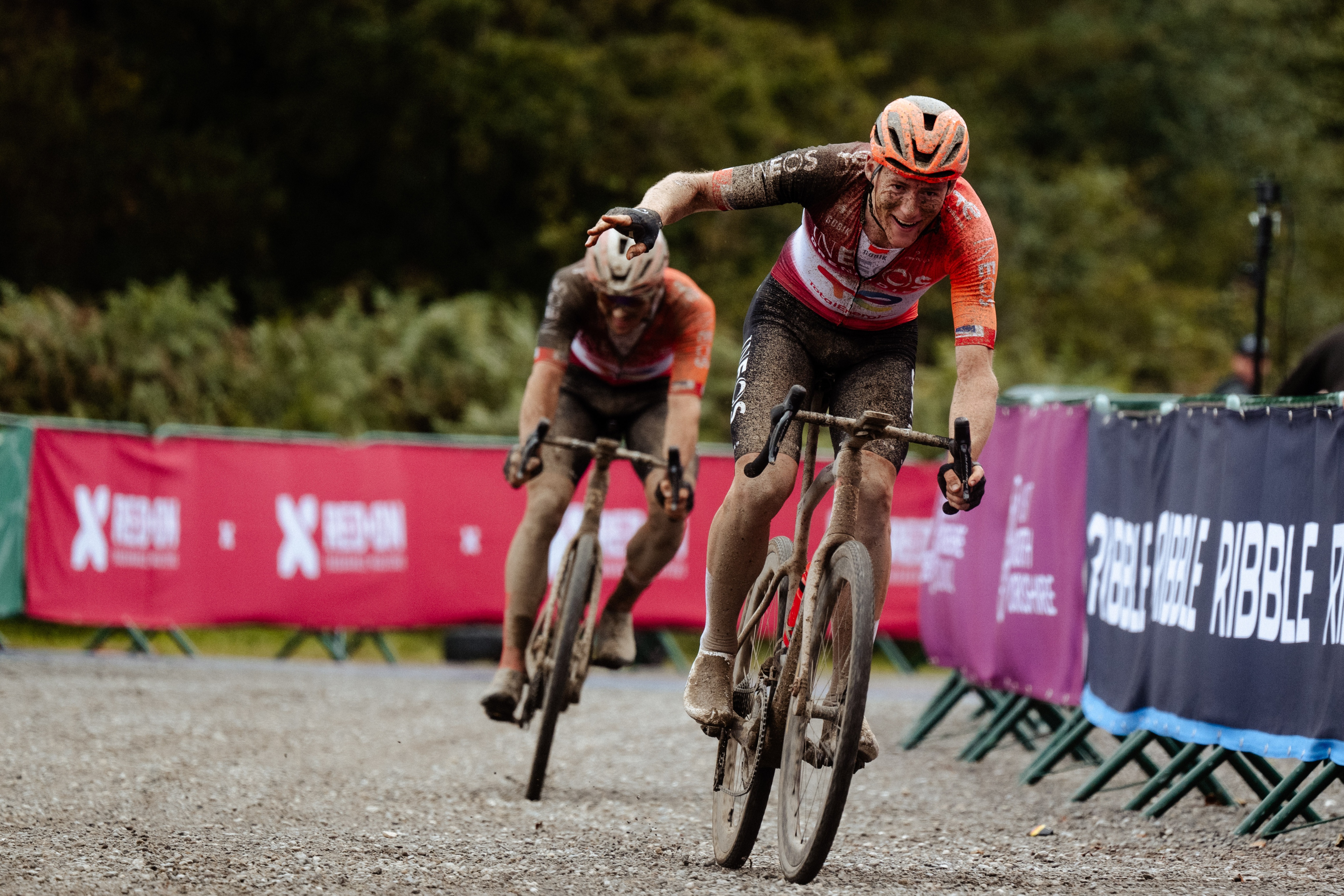 Connor Swift winning a gravel race