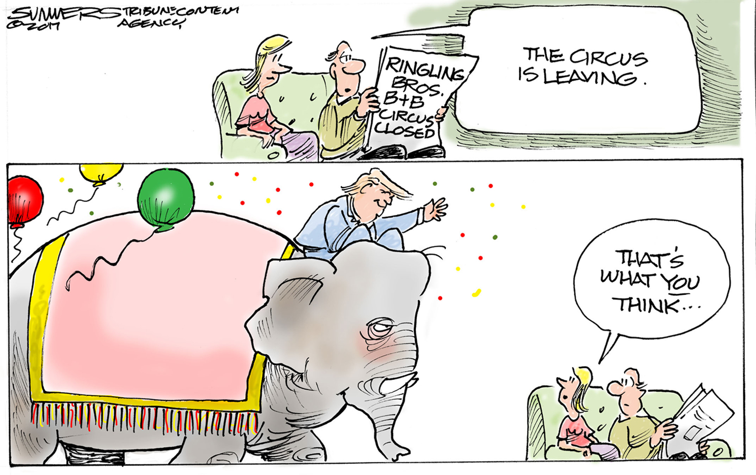 Political Cartoon U.S. circus