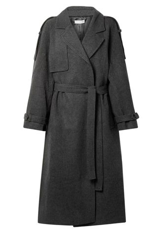 Frankie Shop Suzanne belted wool-blend felt trench coat