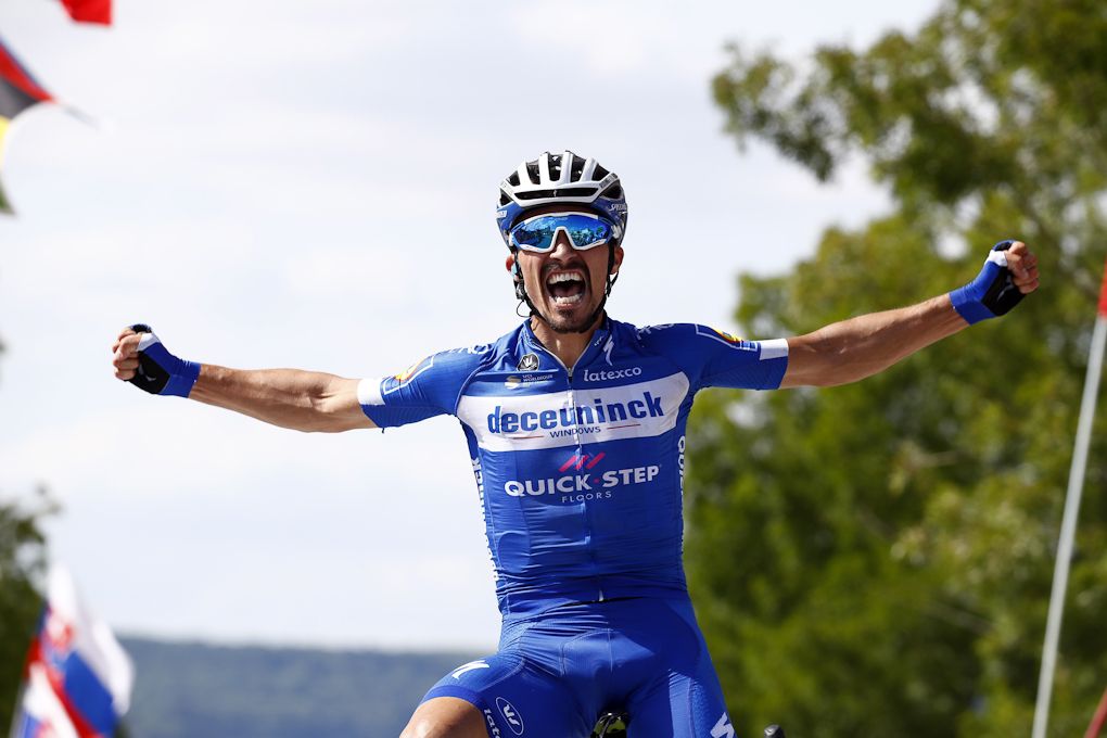 Julian Alaphilippe (Deceuninck-Quick Step) solos to the stage 3 win at the Tour de France