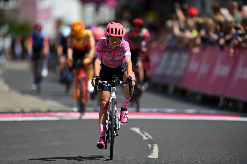 MALDON ENGLAND MAY 27 Veronica Ewers of United States and Team EF Education Tibco Svb crosses the finish line during the 5th RideLondon Classique 2022 Stage 1 a 1365km stage from Maldon to Maldon RideLondon UCIWWT on May 27 2022 in Maldon England Photo by Justin SetterfieldGetty Images