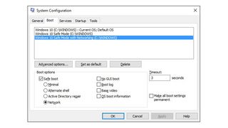 A screenshot showing the various Windows 10 boot options