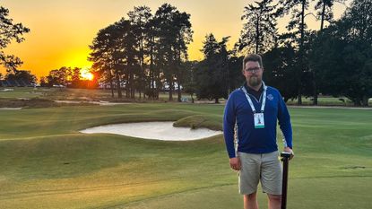 Greenkeeper Graeme Roberts poses at Pinehurst No.2 after day one of the 2024 US Open