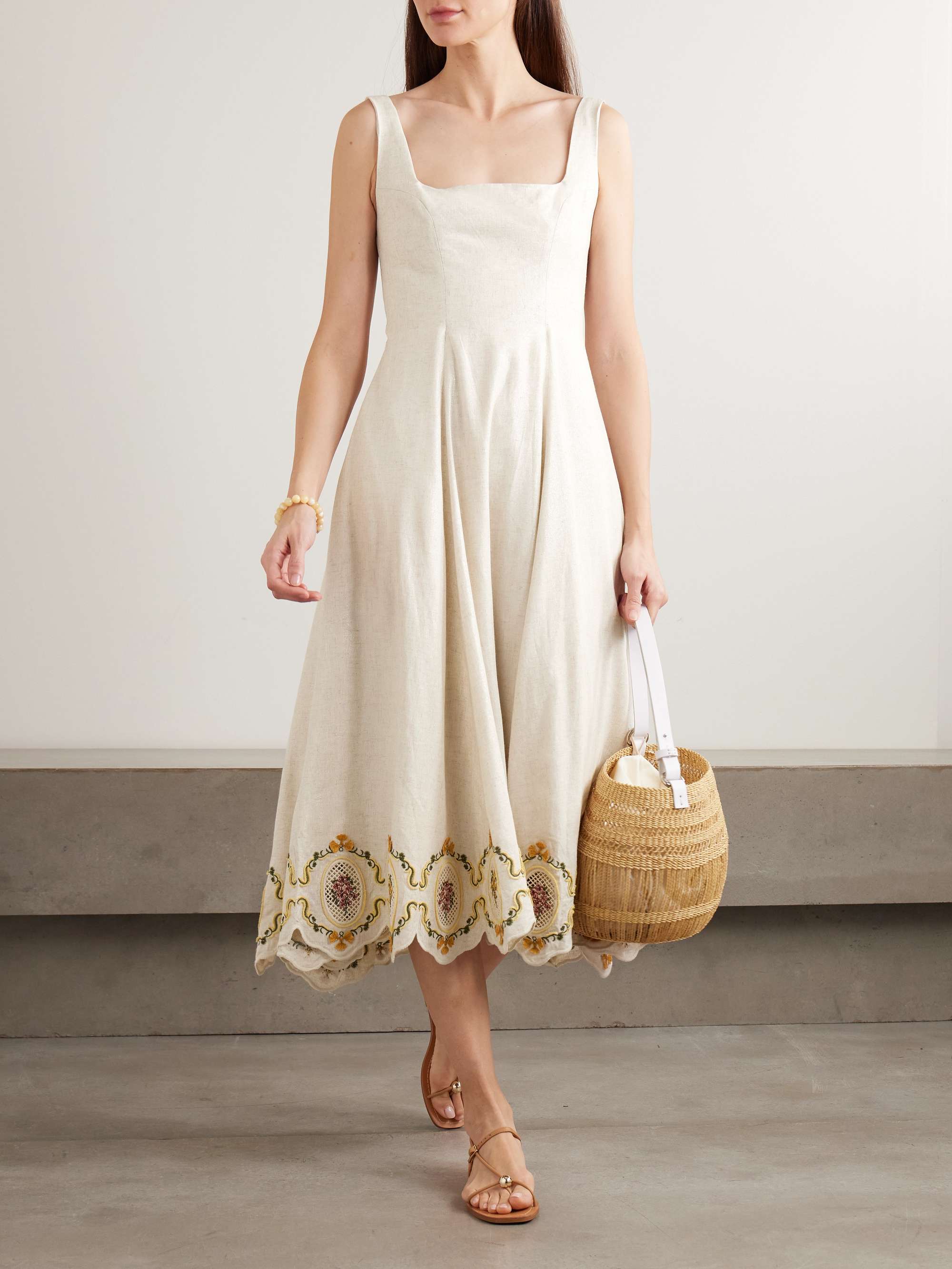 Pistilo Cordillera Embroidered Metallic Woven Midi Dress