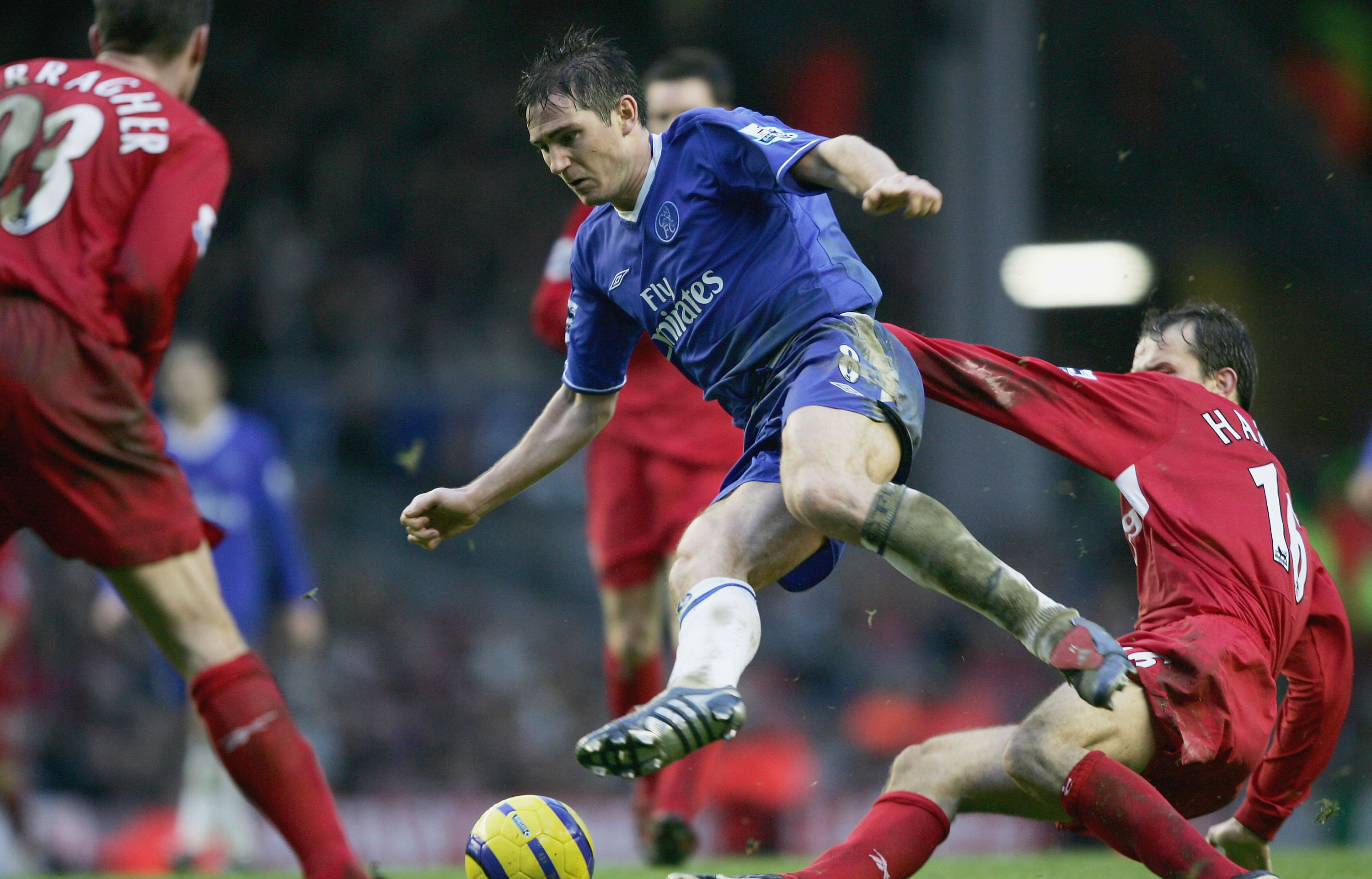 Frank Lampard in action for Chelsea against Liverpool in January 2005.