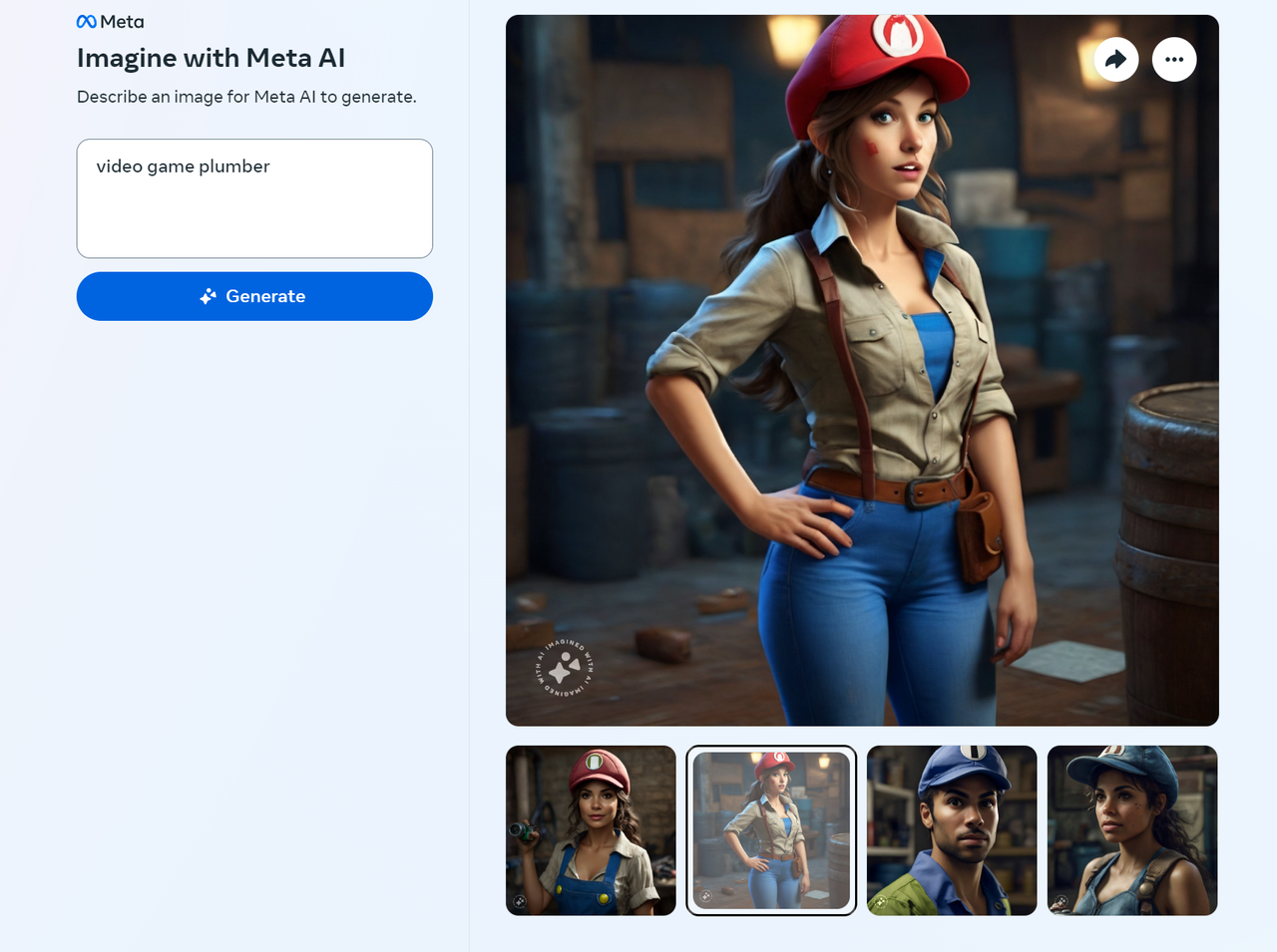 Meta AI response to video game plumber