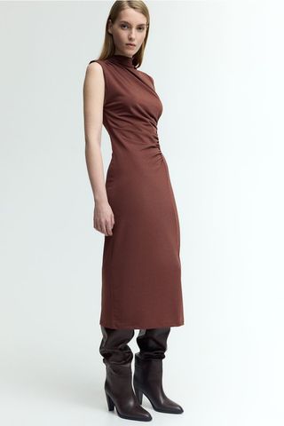 Draped Turtleneck Dress