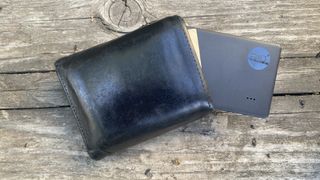 Tile Slim 2021 poking out of a wallet