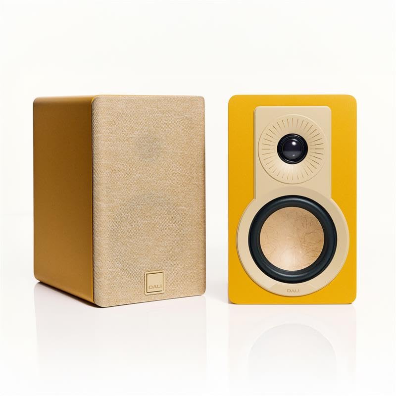 Dali Kupid Premium Compact Passive Hi-Fi Bookshelf Speakers, 2-Way Design With 4.5" Woofer &amp;amp; 1" Tweeter, Includes Wall Mount (pair) (golden Yellow)