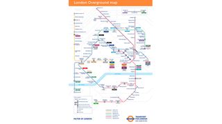 The London overground map 2024 with the new names of lines