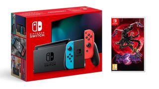 Switch console box and Bayonetta 3 pack