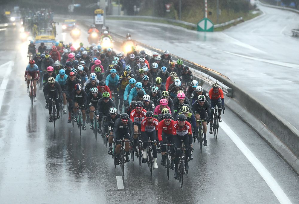The Paris-Nice peloton is battered by rain during stage 8