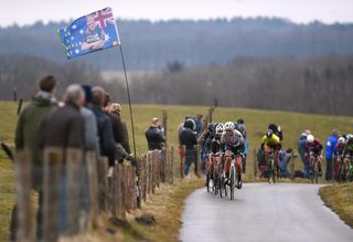 Spectators look on as Chantal Blaak drives the pace at Ronde van Drenthe