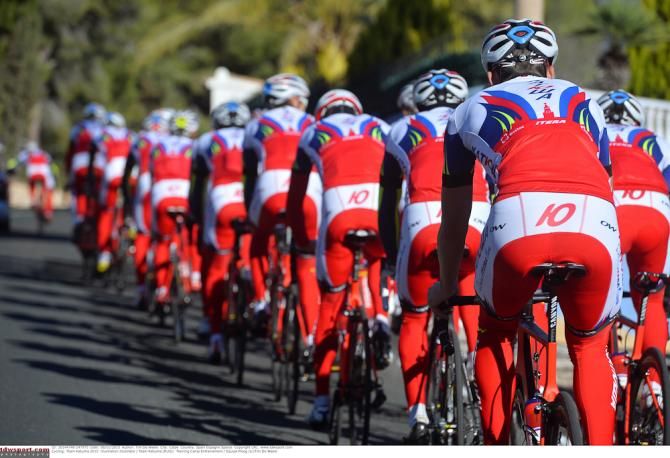 Team Katusha train in Spain.