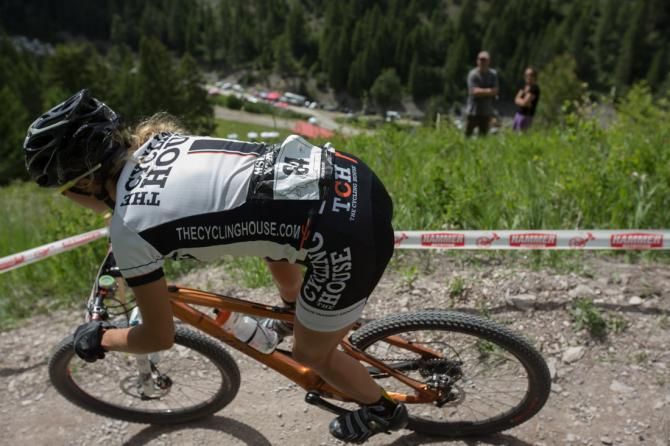 Local favorite Heidi Rentz (The Cycling House) descending back to the base.
