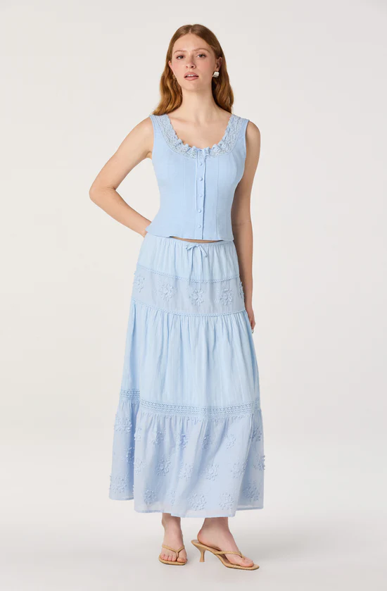 ASTR The Label, Gwyn Embroidered Midi Skirt