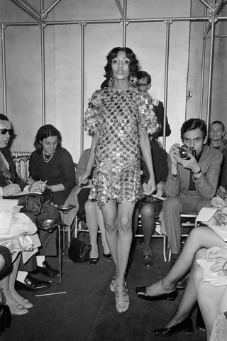 model for 1966 paco rabanne runway