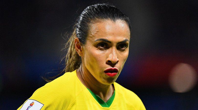 A focused Marta in action for Brazil