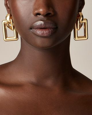 Oversized Double-Square Link Earrings