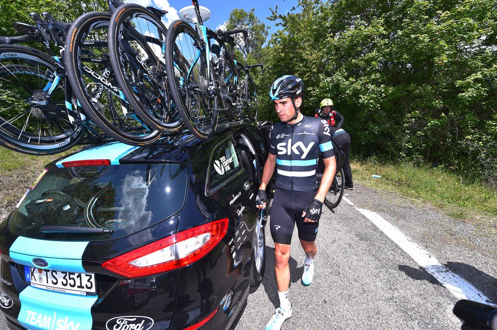 Mikel Landa heads the Team Sky car