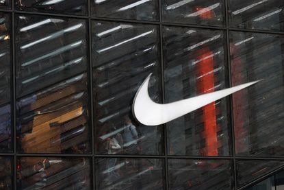 Nike swoosh logo outside of store in New York City