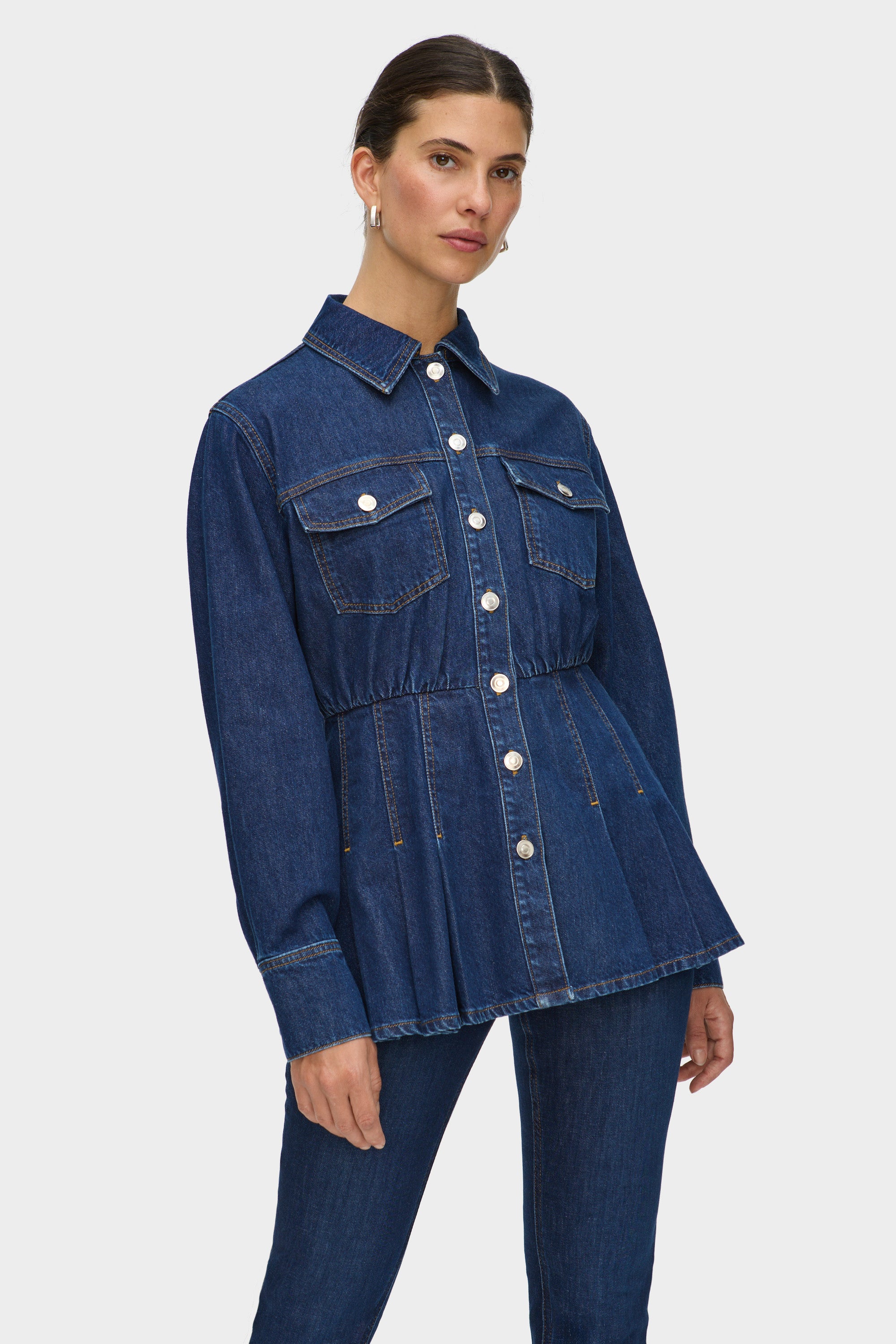 Hana Peplum Denim Shirt