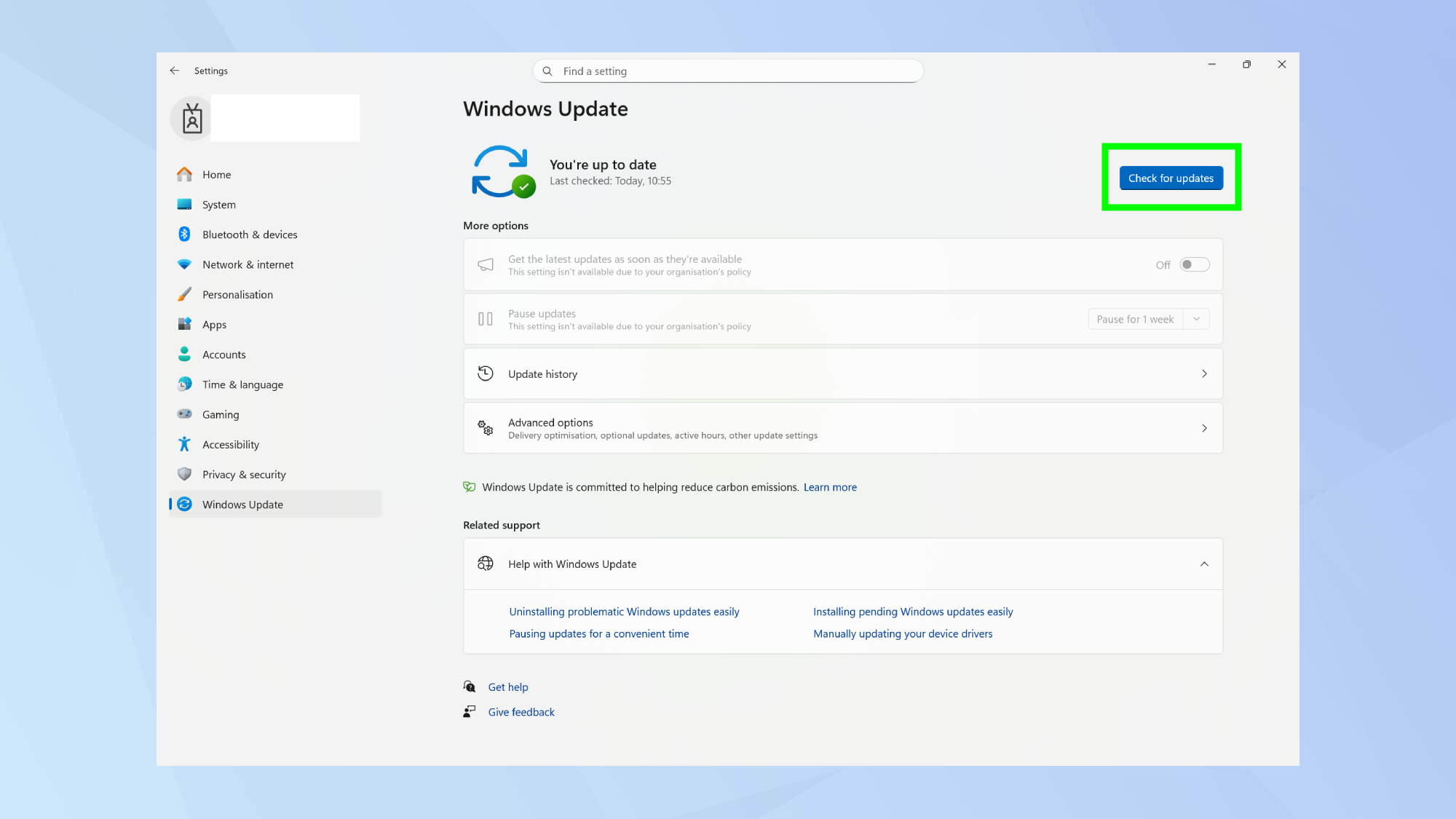 Microsoft Windows check for updates