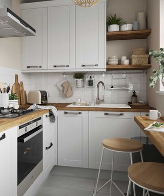 kitchen with narrow cabinetry